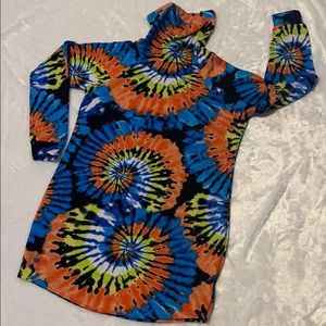 Women tie dye turtle neck swearer dress